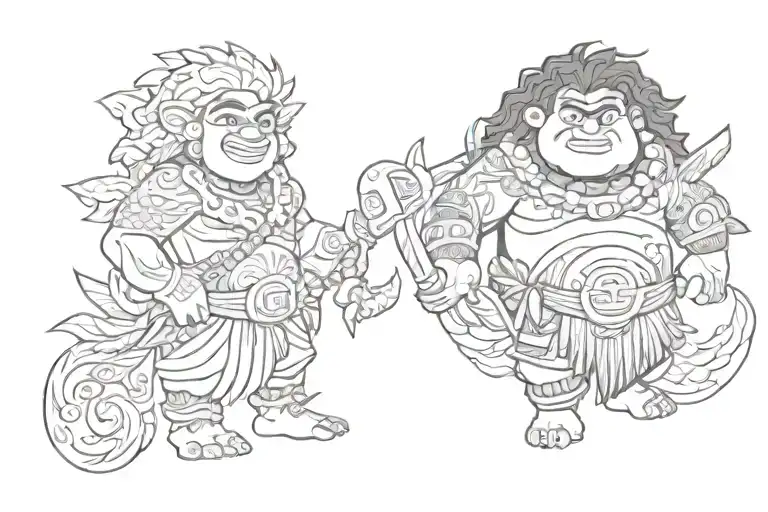 Mini Maui from Moana tattoo design idea