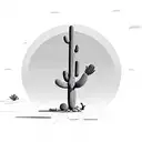 saguaro cactus on a desert landscape with a roadrunner and coyote silhouette  tattoo design idea