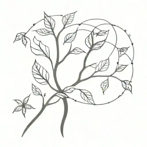 fibonacci sequence nature inspired tattoo featuring tree leaves or thorns tattoo design idea