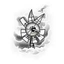 sesplate windmill with clouds tattoo design idea