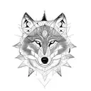 Wolf mixed with sacred geometry tattoo design idea