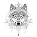 Wolf mixed with sacred geometry tattoo design idea