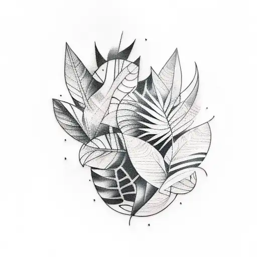 A modern and abstract tattoo of a lush tropical rainforest tattoo design idea