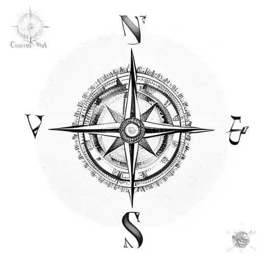 a compass with a sea vibe and coordinates 44 6 6 N 14 55 28 E tattoo design idea
