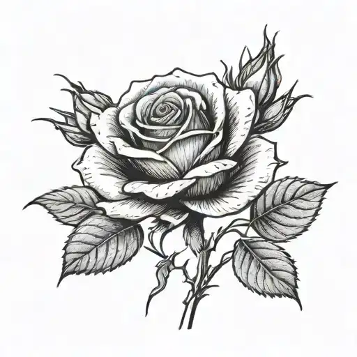 a black and white drawing of a rose dates 1963-2023   tattoo design idea