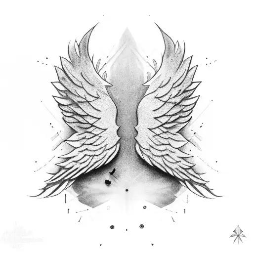 two expanded wings with a david 5 corner star in the middle tattoo design idea