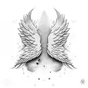 two expanded wings with a david 5 corner star in the middle tattoo design idea