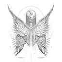 two expanded wings with a david 5 corner star in the middle tattoo design idea