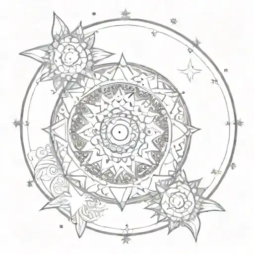 sun moon star mandala tattoo design idea