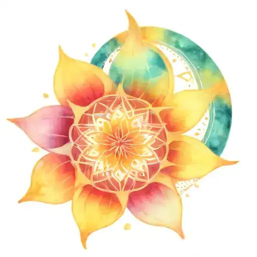 sun moon star mandala design incorporating tattoo design idea