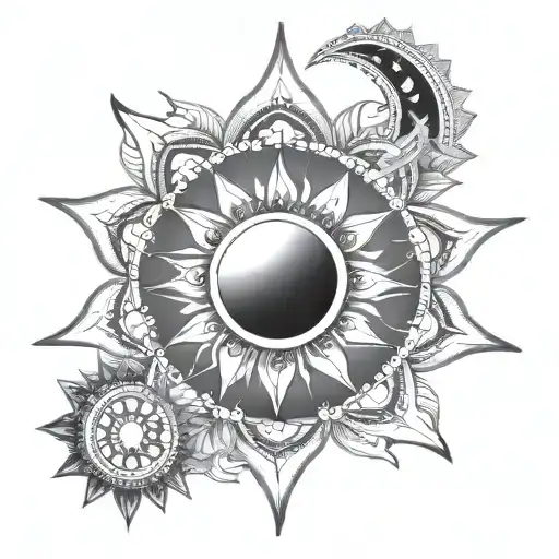 sun moon star mandala tattoo design idea