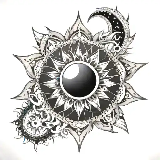 sun moon star mandala tattoo design idea