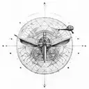 Blueprint of a flying machine in the style of Leonardo da Vinci tattoo design idea