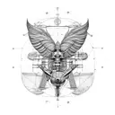 Blueprint of a flying machine in the style of Leonardo da Vinci tattoo design idea