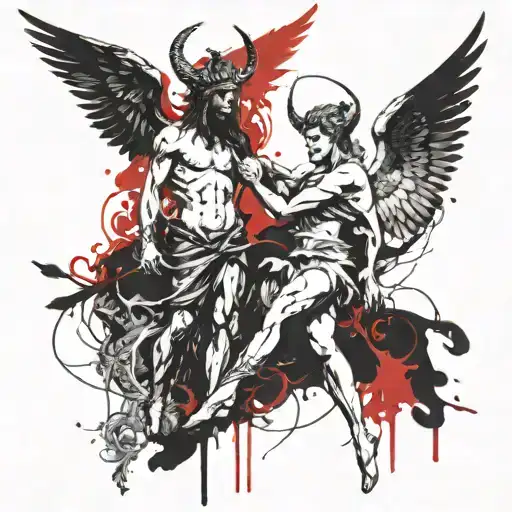 Satan and the angel Libra are good and evil tattoo design idea