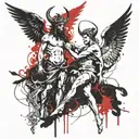 Satan and the angel Libra are good and evil tattoo design idea