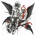 Satan and the angel Libra are good and evil tattoo design idea
