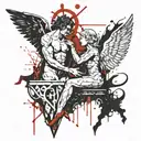 Satan and the angel Libra are good and evil tattoo design idea