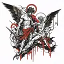 Satan and the angel Libra are good and evil tattoo design idea