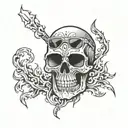 Skull, death, flames, sunglasses tattoo design idea