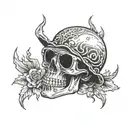 Skull, death, flames, sunglasses tattoo design idea