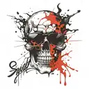 Skull, death, flames, sunglasses tattoo design idea