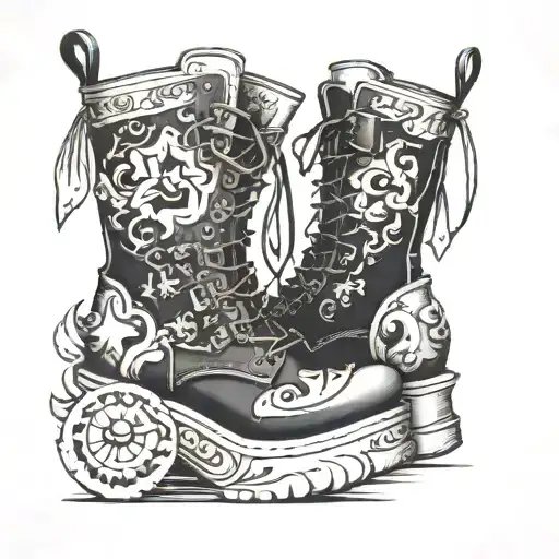 platform boots with moons tattoo design idea