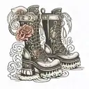 platform boots with moons tattoo design idea