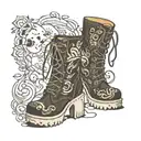 platform boots with moons tattoo design idea
