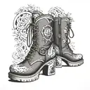 platform boots with moons tattoo design idea