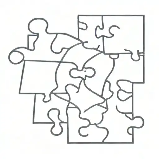 A minimalist tattoo of two puzzle pieces fitting together perfectly, representing your eternal connection with your soulmate tattoo design idea