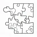A minimalist tattoo of two puzzle pieces fitting together perfectly, representing your eternal connection with your soulmate tattoo design idea