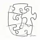 A minimalist tattoo of two puzzle pieces fitting together perfectly, representing your eternal connection with your soulmate tattoo design idea