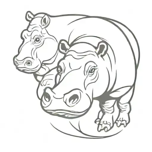 hippo outline tattoo tattoo design idea