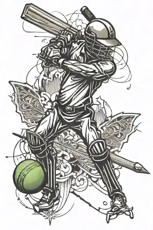 cricket and stock market graph forming tattoo design idea