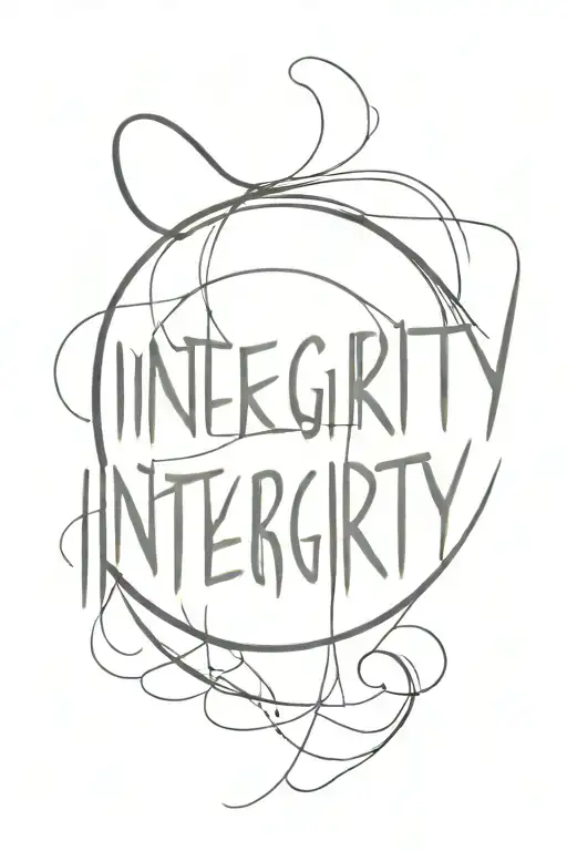 the word "integrity" in a sleek, bold font, horizontal add linework tattoo design idea