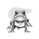 mono black, frog, standing on two legs, wide karate stance, combat kimono pants  tattoo design idea