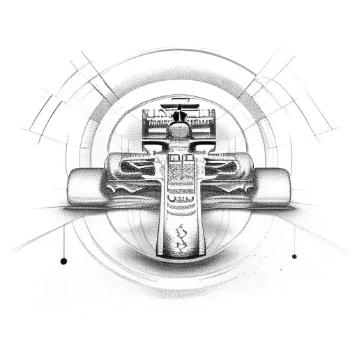 formula 1 car with music notes tattoo design idea