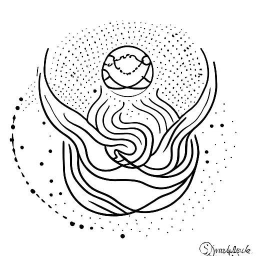 A minimalist tattoo of a cosmic soul merging with the universe tattoo design idea