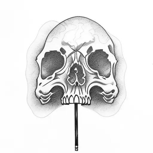 cowboy skull with poncho smoking cigarette tattoo design idea