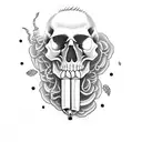 cowboy skull with poncho smoking cigarette tattoo design idea
