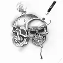cowboy skull with poncho smoking cigarette tattoo design idea