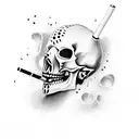 cowboy skull with poncho smoking cigarette tattoo design idea