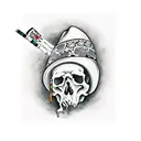 cowboy skull with poncho smoking cigarette tattoo design idea