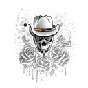 cowboy skull with poncho smoking cigarette tattoo design idea