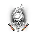 cowboy skull with poncho smoking cigarette tattoo design idea