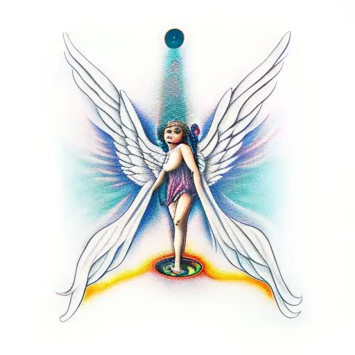 fallen angel in tarot style tattoo design idea