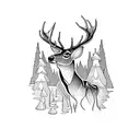 deer jumping creek tattoo design idea