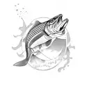 bass jumping out of water tattoo design idea