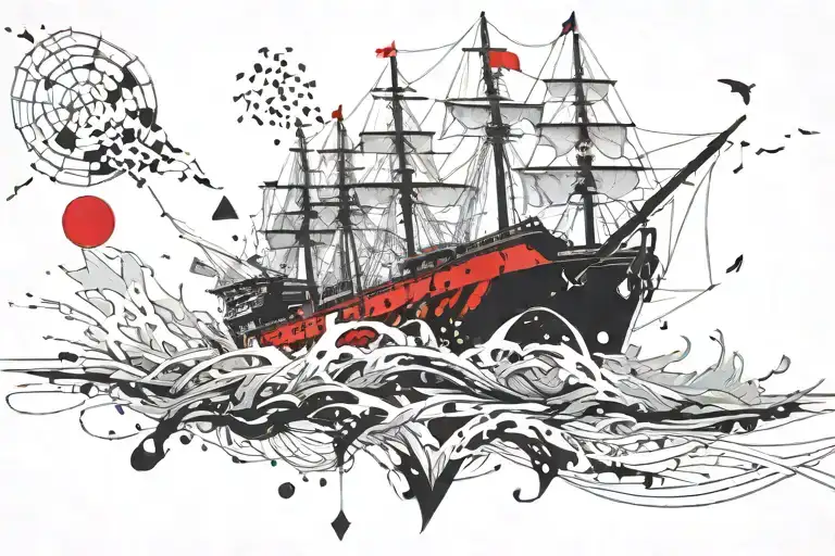 Black Pearl Ship tattoo design idea